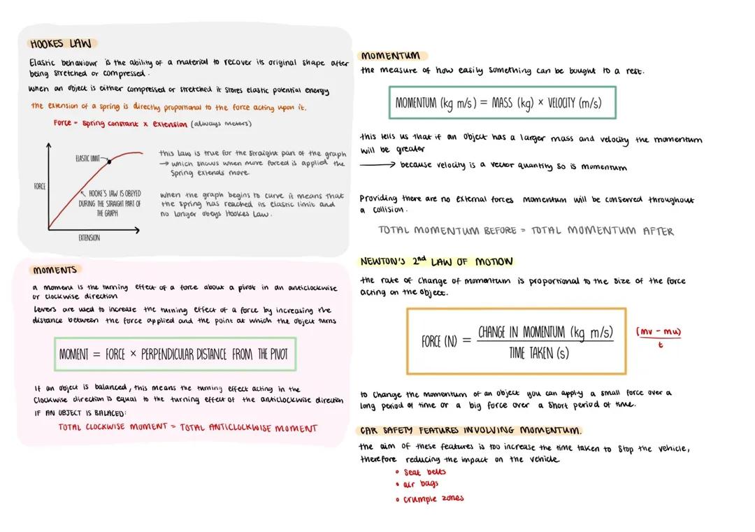 Hooke’s Law - Momentum - Moments