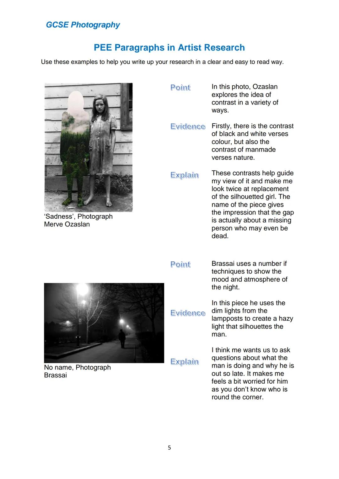 # GCSE Photography

# GCSE Photography Guide

1 GCSE Photography
Mark Scheme and Checklist
AO1 Contextual
Understanding
Develop ideas
showin