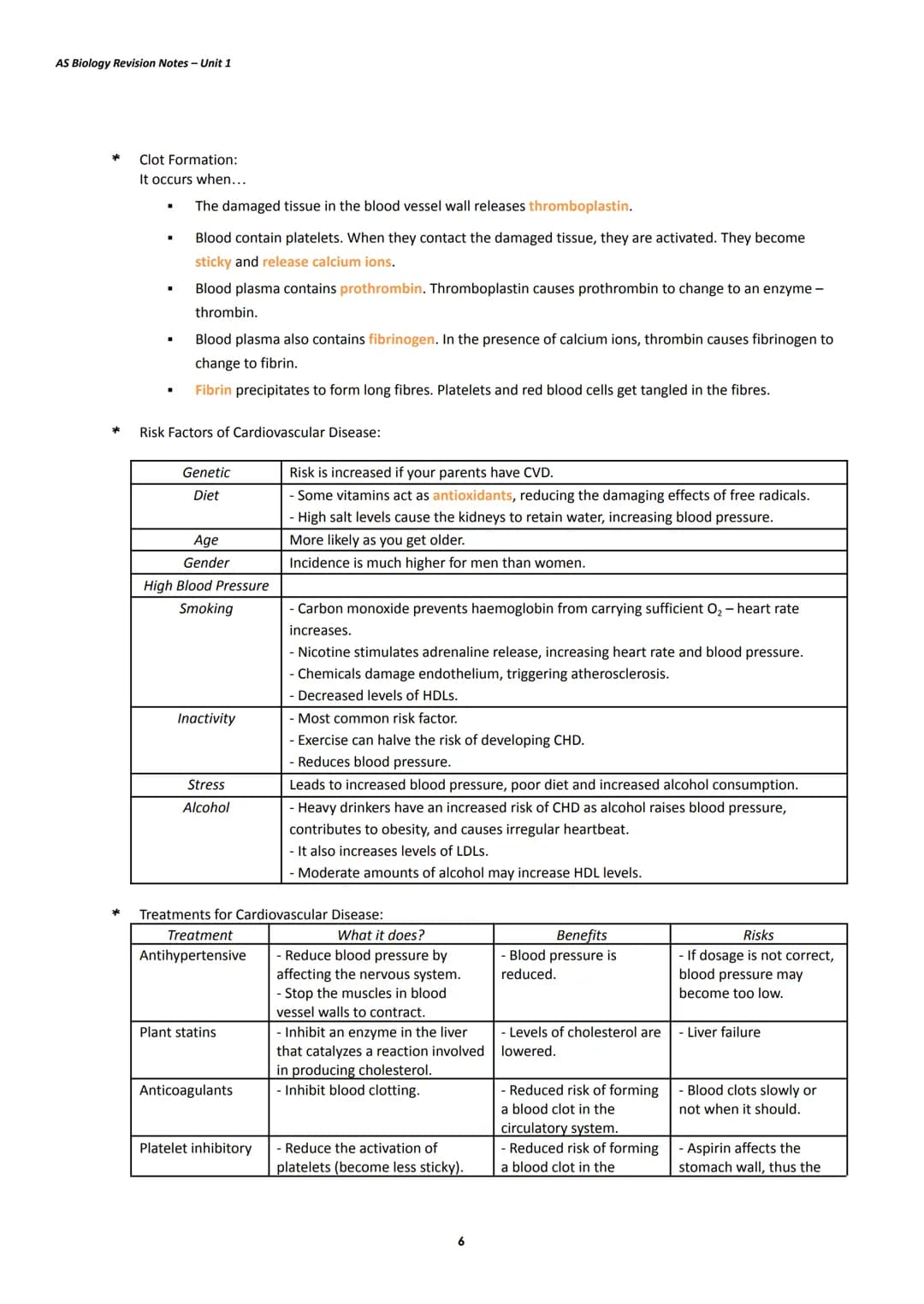 AS Biology Revision Notes - Unit 1
Water:
*
*
*
*
Topic 1: Lifestyle, Health, and Risk
Water molecules are non-linear and polar molecules be