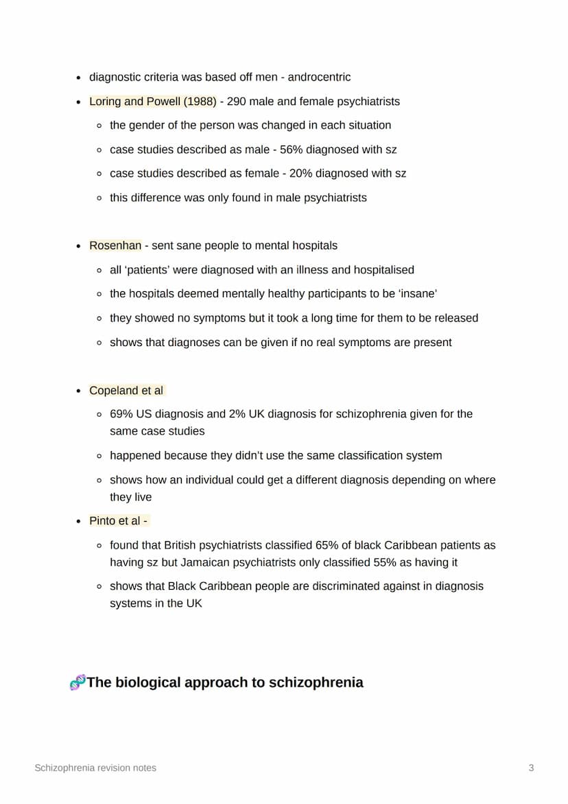 Schizophrenia revision notes
Diagnosis and Classification
• classification - the process of organising symptoms into categories based on
whi