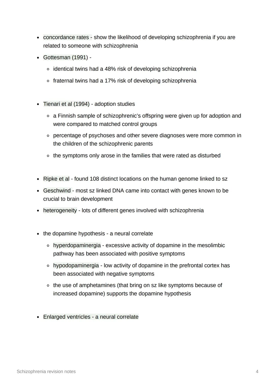 Schizophrenia revision notes
Diagnosis and Classification
• classification - the process of organising symptoms into categories based on
whi