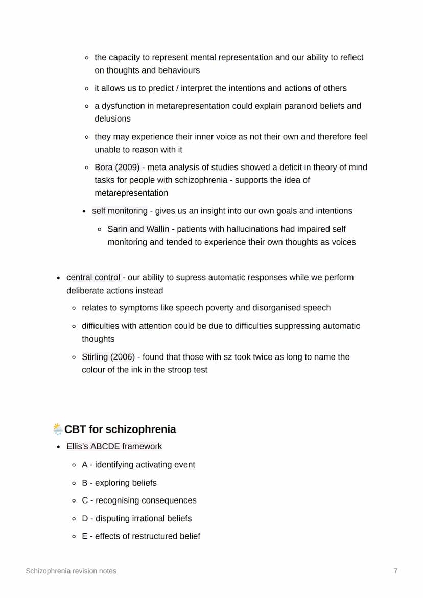 Schizophrenia revision notes
Diagnosis and Classification
• classification - the process of organising symptoms into categories based on
whi