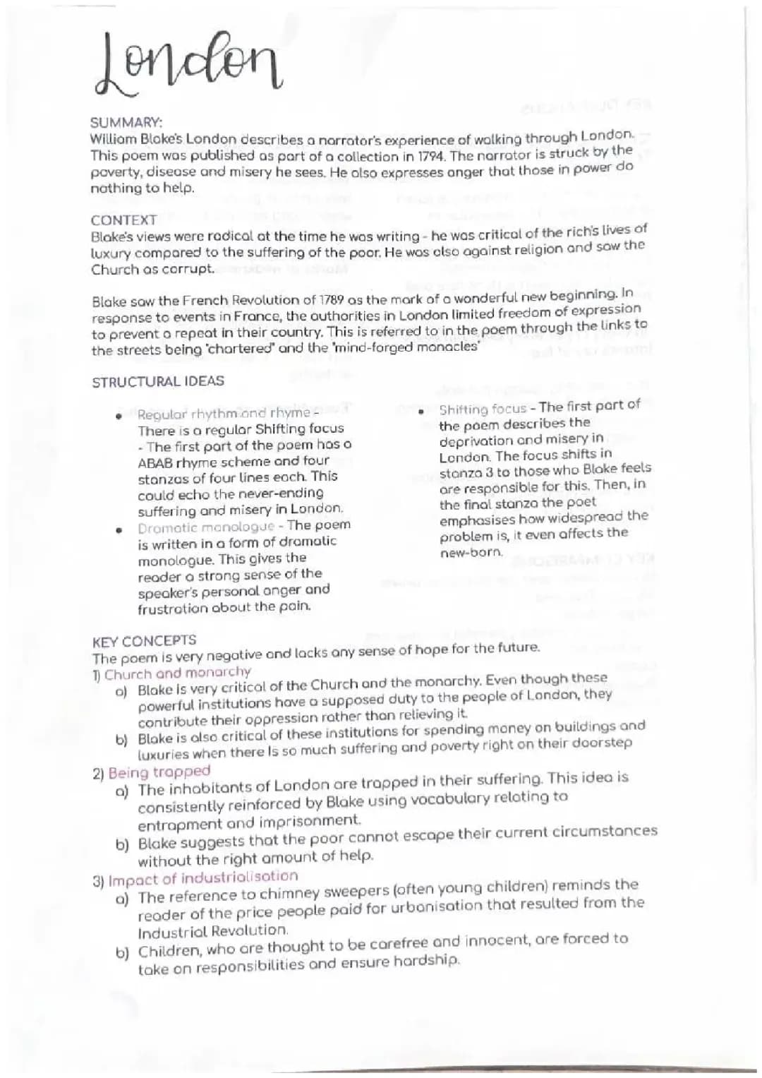 London Revision notes