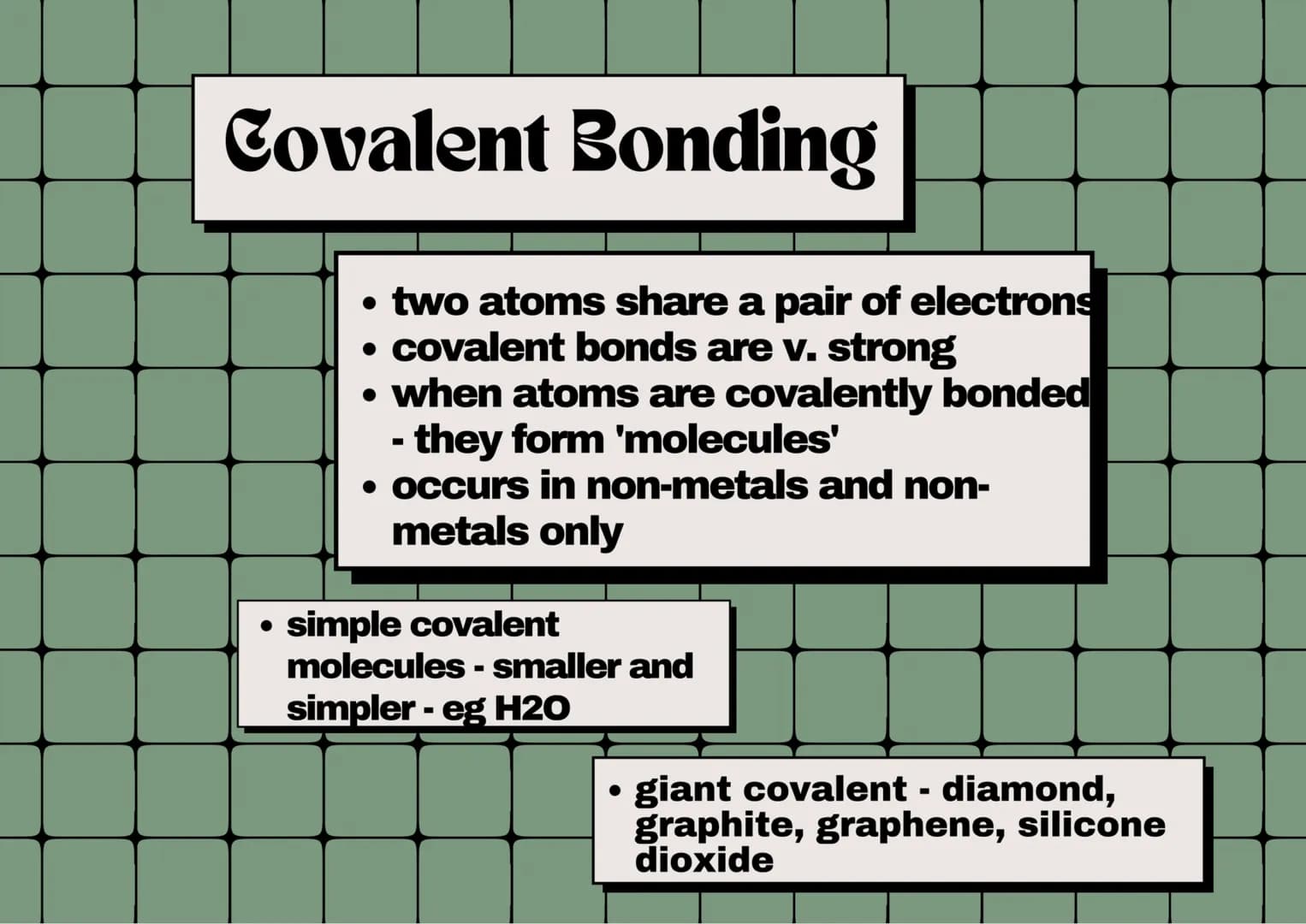 Ionic Bonding
strong electrostatic force of
attraction between positive and
negative ions
• transfer (loss or gain) of
electrons
●
• negativ