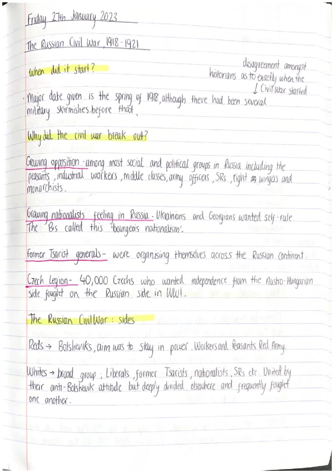 Cornell Note Taking
Topic:
Question: The Civil War and Bolshevik Victory
Questions/Main
Ideas/Vocabulary
Causes
Course
se of the
the Civil
N