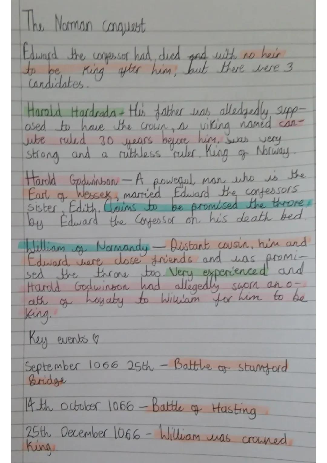 Norman Conquest Yr 7 History