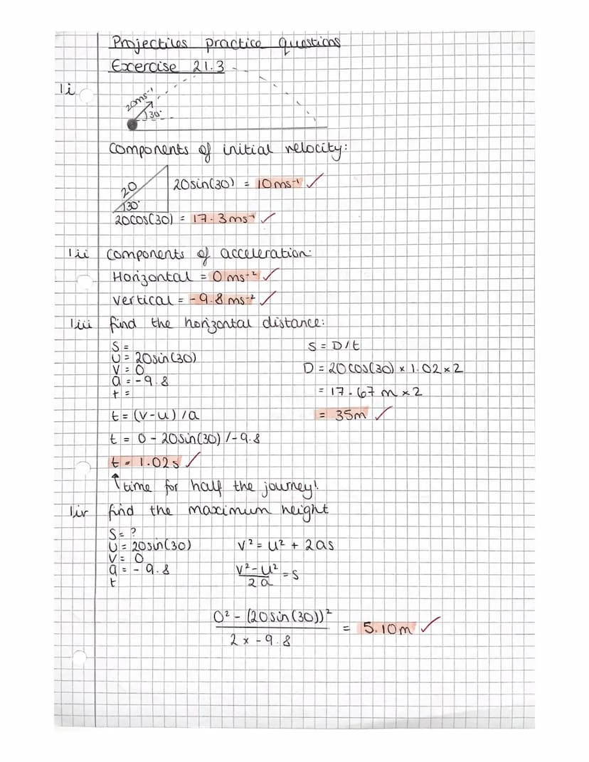 Projectile motion
If you were to shoot a ball upwards with the
vertical component. relocity as a projectile
then they'll hit
the
ground at t