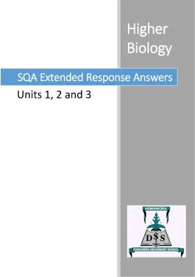 Know SQA Higher Biology Extended response answers PDF  thumbnail