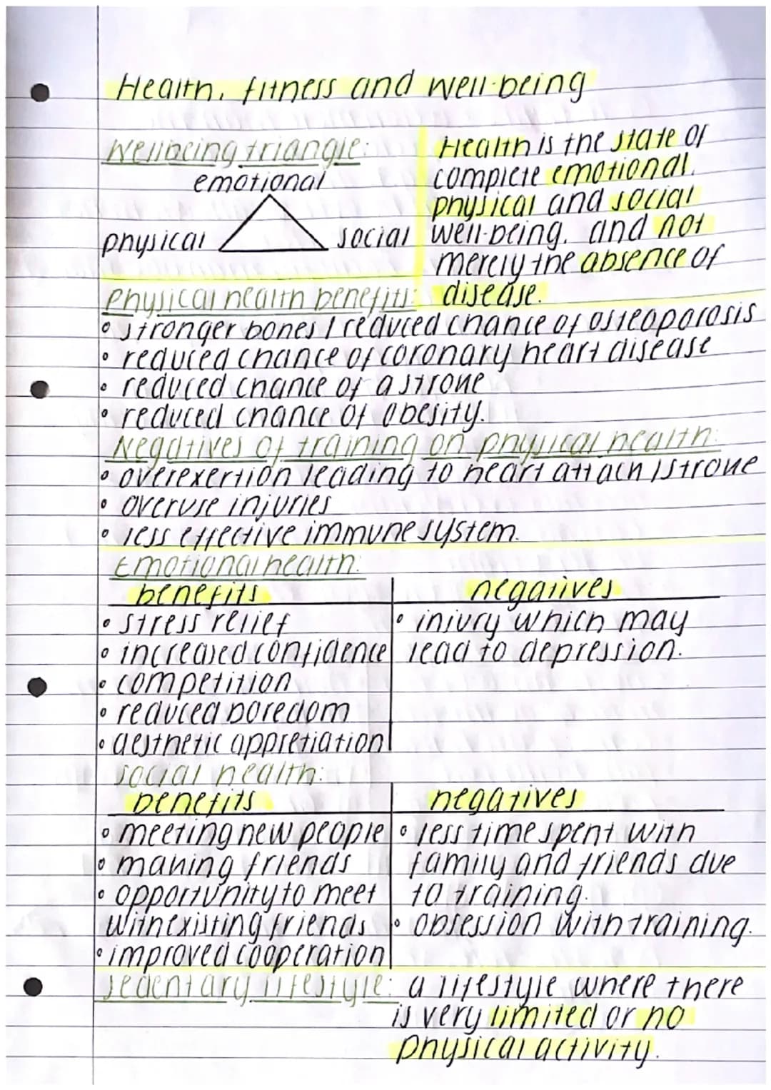 Health, fitness and well-being
Wellbeing triangle:
emotional
A
Health is the state of
compicte emotional.
physical and social
social well-be