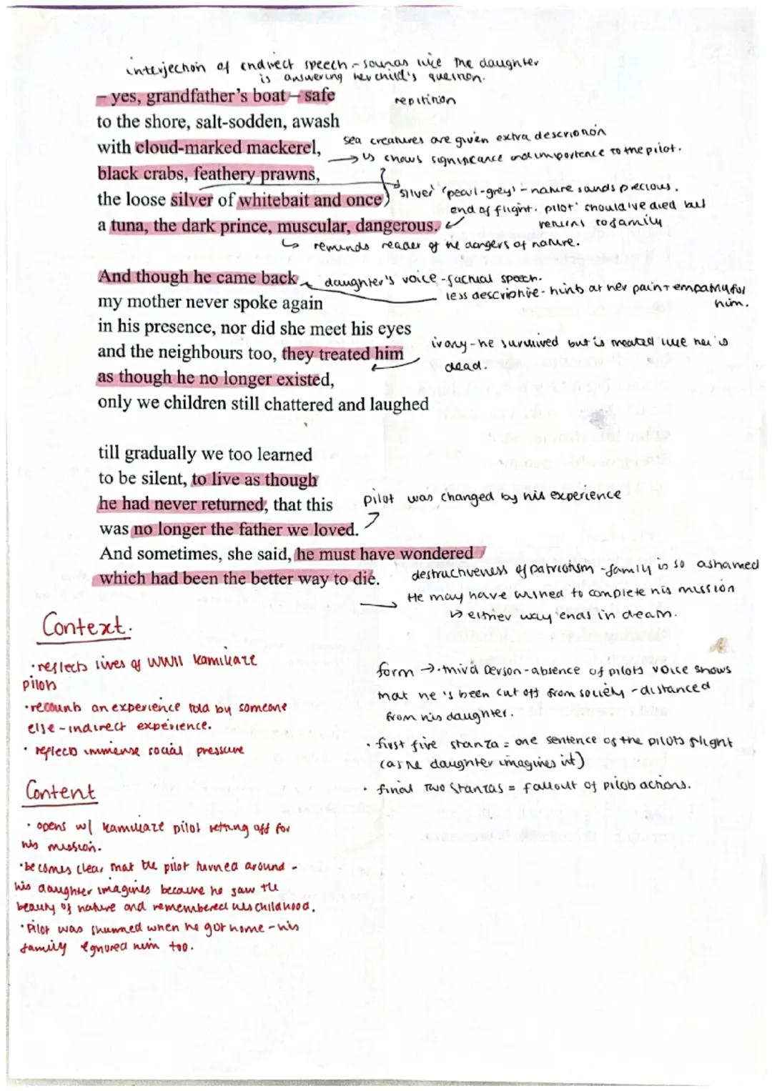 Beatrice Garland
(61938)
sense of journey-tike.
CART
Kamikaze
suggests journey to deam.
Her father embarked at sunrise
of plane t
one of que