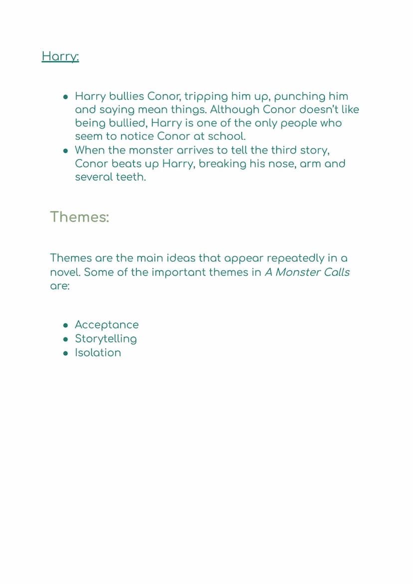 A Monster Calls:
Key Points:
• A Monster Calls was written by Patrick Ness and
published in 2011.
• It is a fantasy story set in present-day