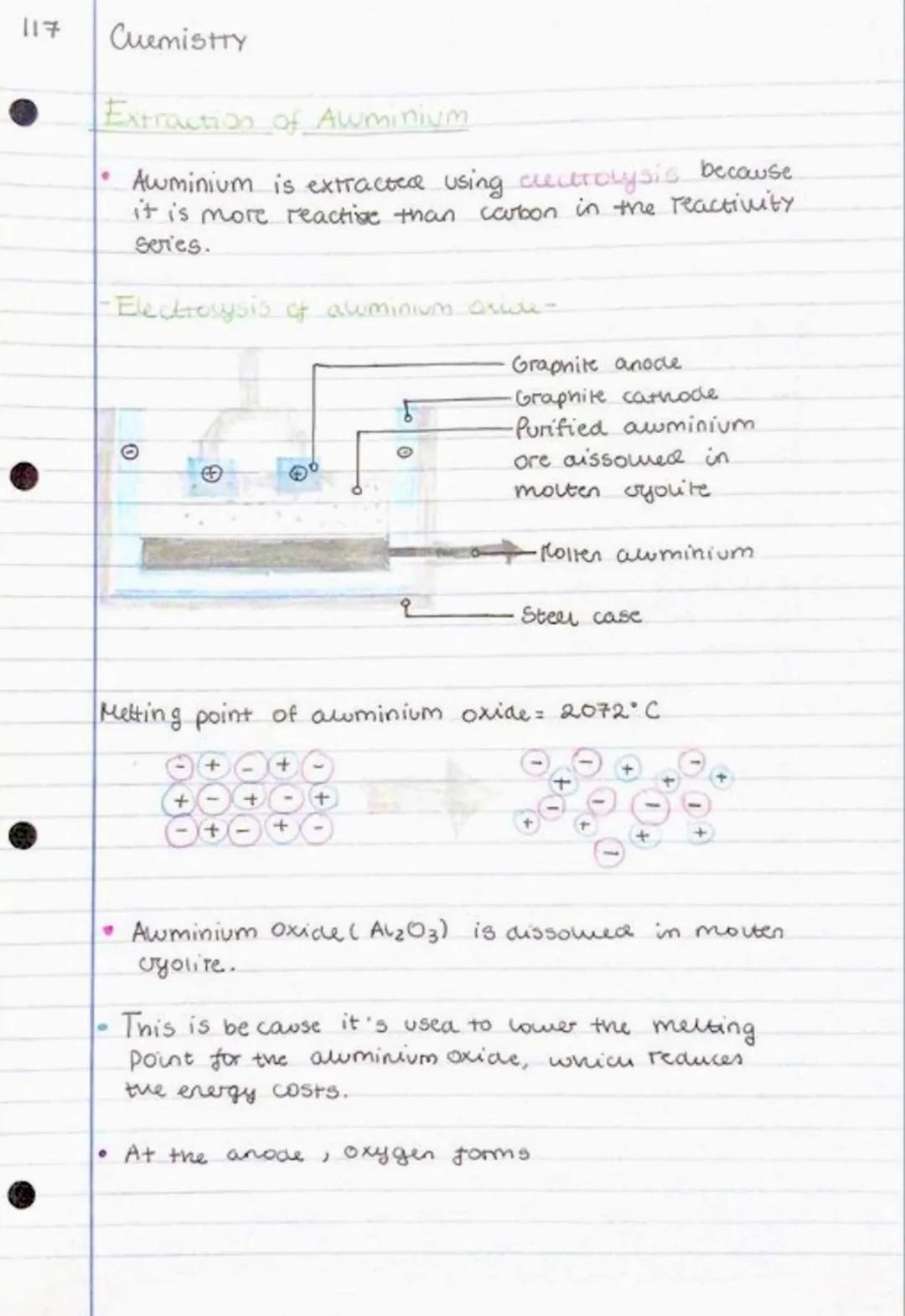 117
Cuemistry

Extraction of Awminium

*   Awminium is extracted using clectrolysis because.
it is more reactive than carbon in the reactivi