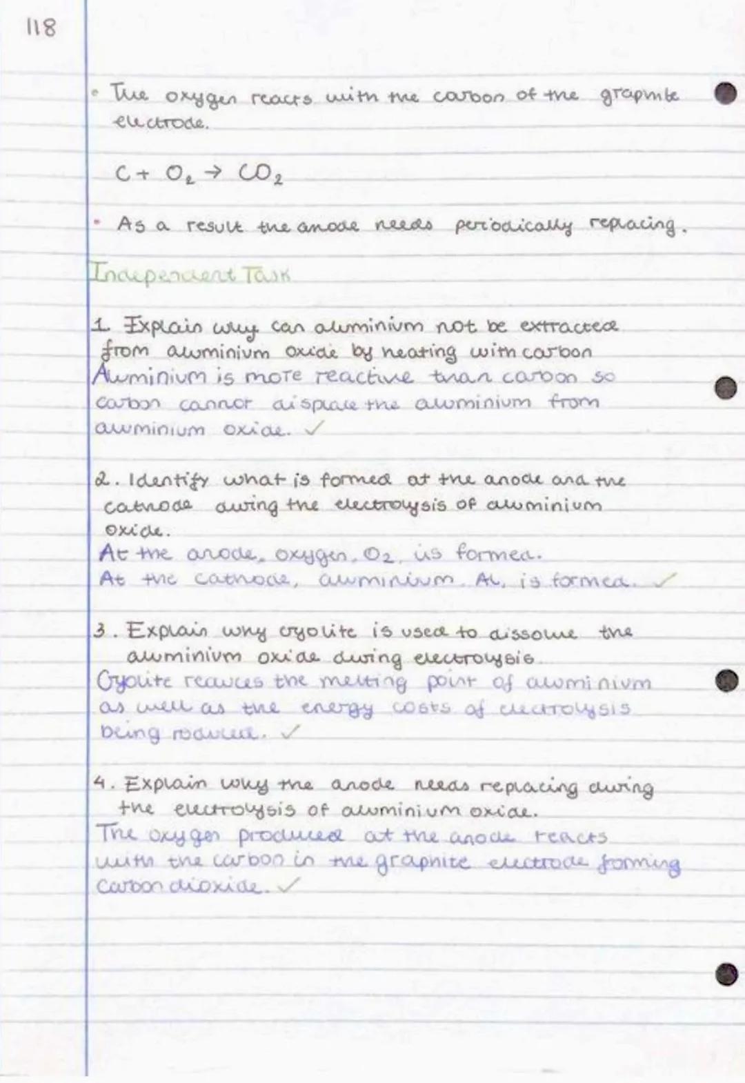 117
Cuemistry

Extraction of Awminium

*   Awminium is extracted using clectrolysis because.
it is more reactive than carbon in the reactivi
