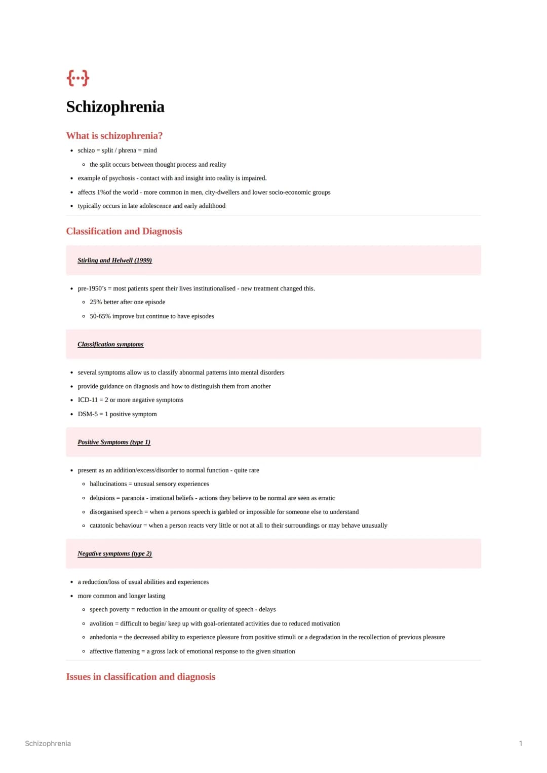 Schizophrenia AQA Psych