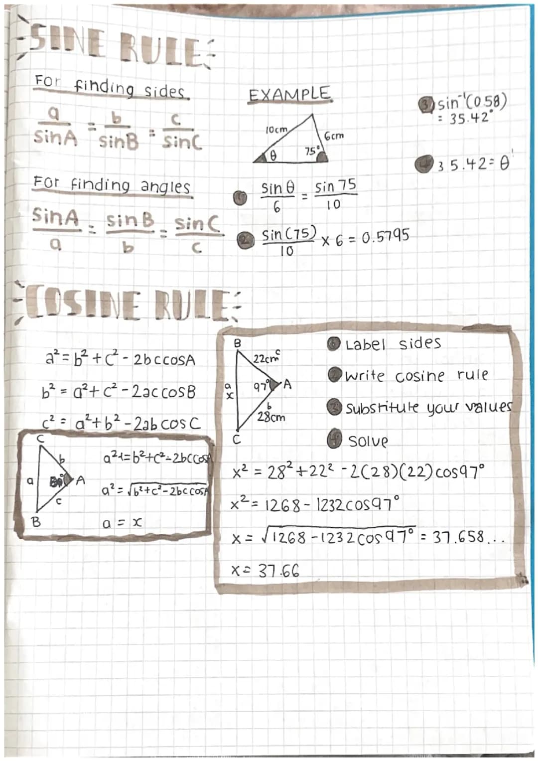 Simple Explanation of Sine Rule + Examples PDF | Easy Cosine Rule Steps for Class 11 and 12