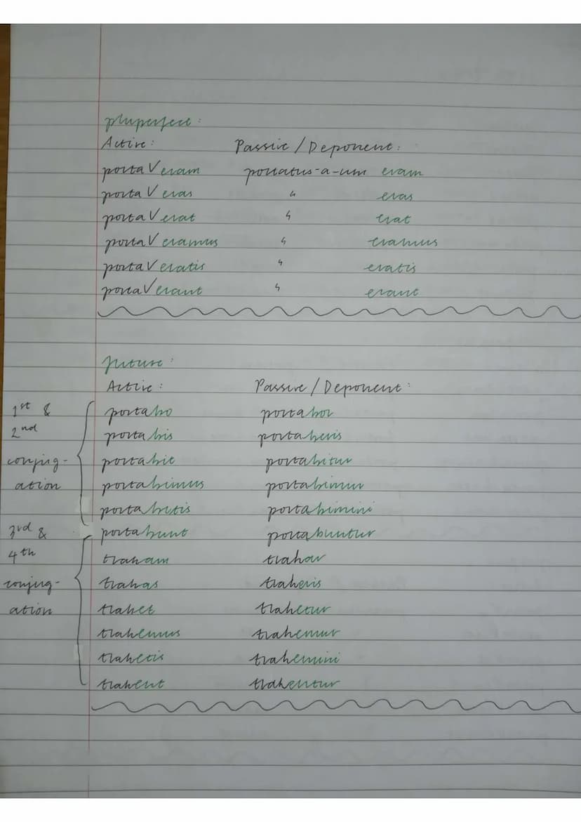 
<h3 id="presenttenseactive">Present Tense - Active</h3>
<ul>
<li>Porto</li>
<li>Portas</li>
<li>Portat</li>
<li>Portamus</li>
<li>Portatis<