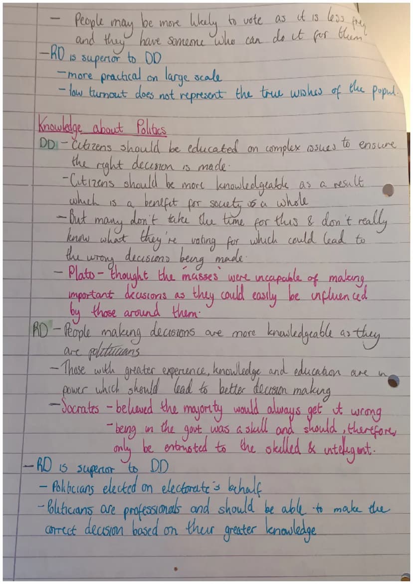 Democracy Essay
Q: The benefits of direct democracy are far superior to those for
representative democracy
Democracy is defined as 'rule by 