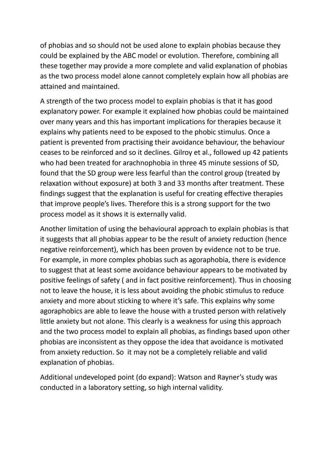 # Essay 3: Describe and evaluate the behavioural approach to
explaining phobias

The behavioural approach emphasises the role of learning in