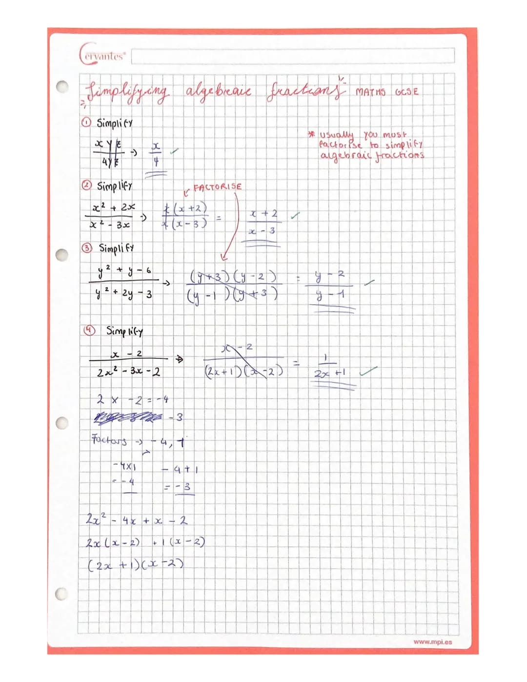 ervantes
Simplifying algebrave fraction's
fractions MATHS GCSE
O Simplify
*YE
Simplify
x² + 2x
x²-3x
3 Simplify
g
y
2
2
+
-->
+
A
2y - 3
Ⓒ4 