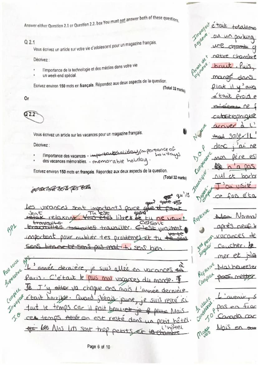 Pres.
tense
J.O.
Answer either Question 1.1 or Question 1.2. box You must not answer both of these questions
Gérondy
Reflexive
Either
Q1.1
V
