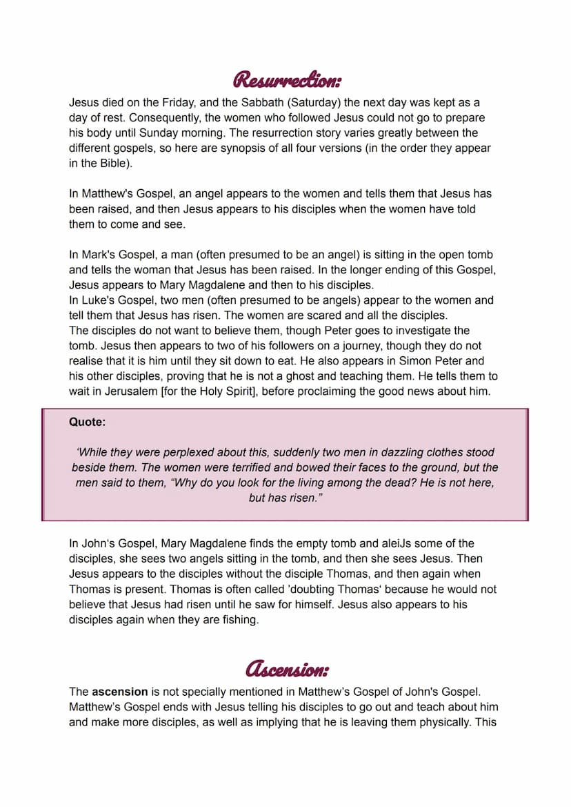 Beliefs and Teachings about the Crucifixion,
Resurrection, and the Ascension:
The belief that Jesus died and was raised from the dead is of 