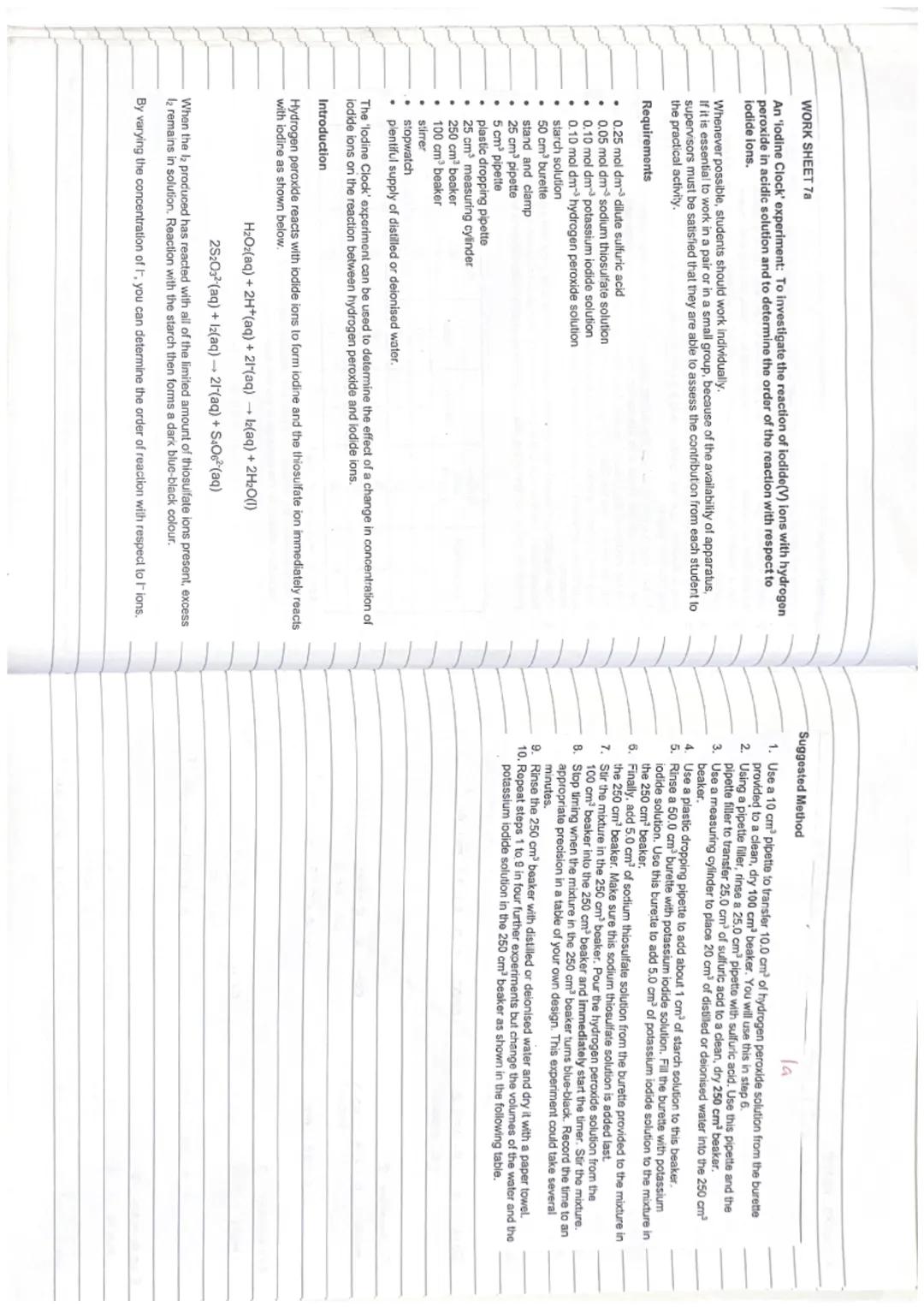 Chemistry
Outline of Practical:
Name: Emily Morgan
Date: 26/912023
Required Practical 7a: Measuring the rate of a reaction by an initial
rat
