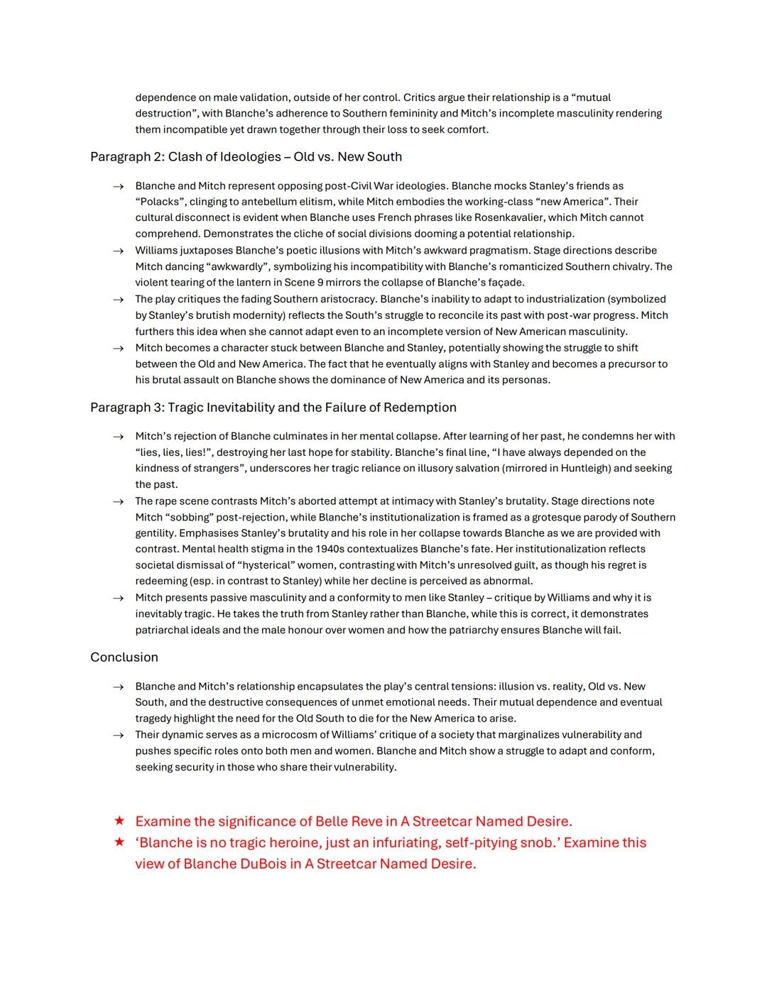 English Literature Essay Plans
A Streetcar Named Desire
★ Examine the significance of places in A Streetcar Named Desire
Thesis
→ Psychologi