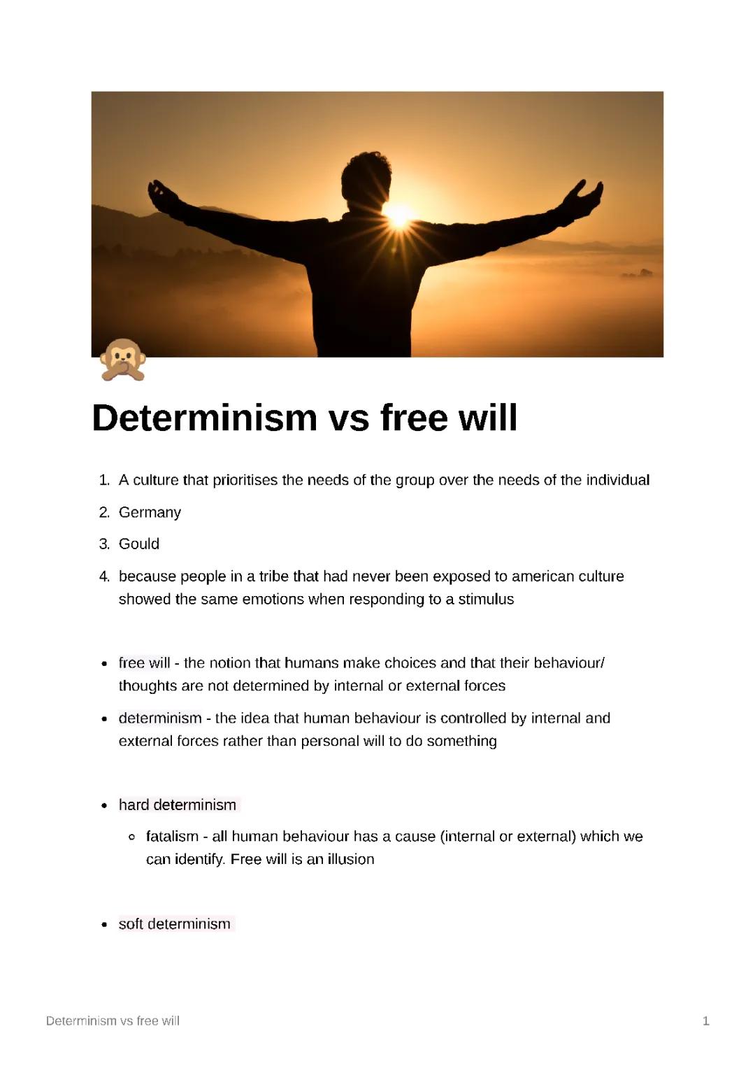 Determinism vs Free will