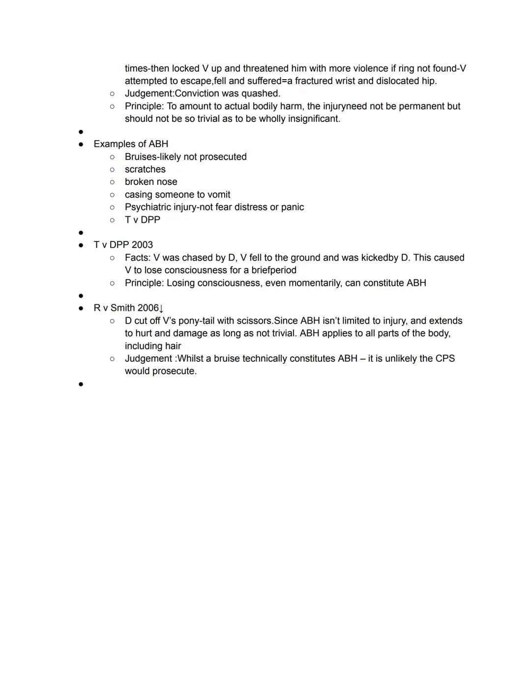 ●
●
●
●
●
●
●
Assault and Battery (s.39 Criminal Justice Act 1988)
ASSAULT-no force/no touching
What is the actus reus for assault?→an act o