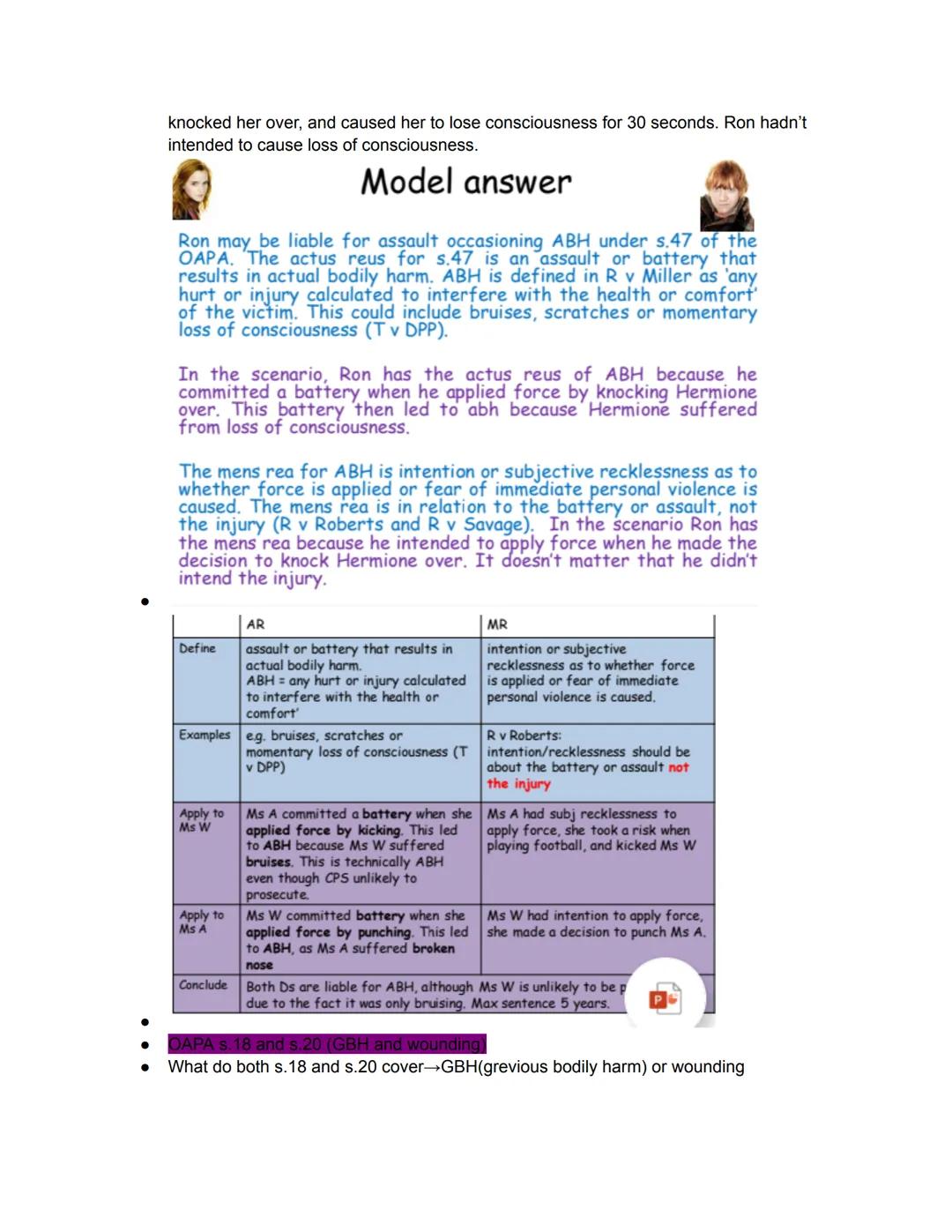 ●
●
●
●
●
●
●
Assault and Battery (s.39 Criminal Justice Act 1988)
ASSAULT-no force/no touching
What is the actus reus for assault?→an act o
