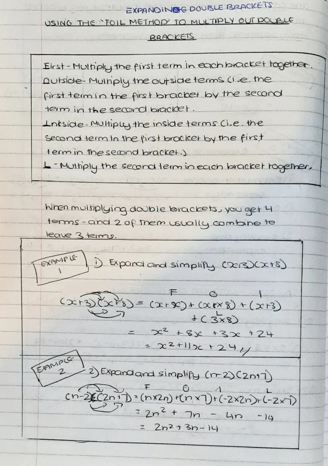 
<p>The key thing to remember about multiplying brackets is that the thing outside the brackets multiplies each separate term inside the bra