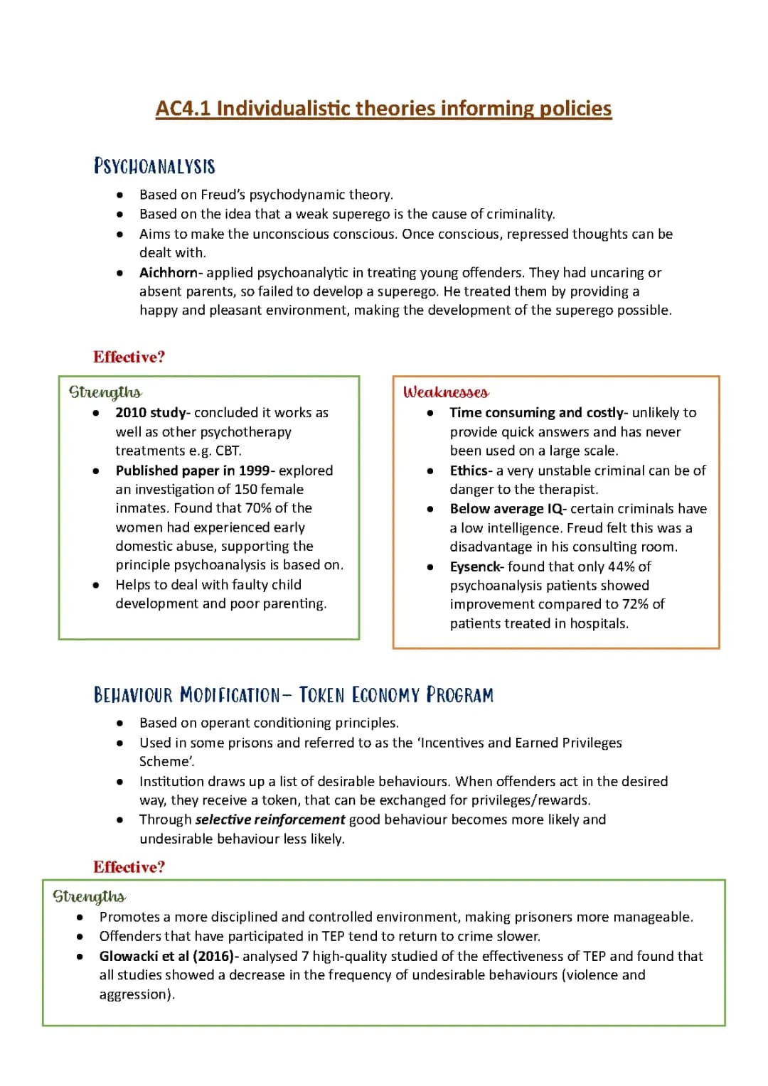 AC4.1 Individualistic theories informing policies 