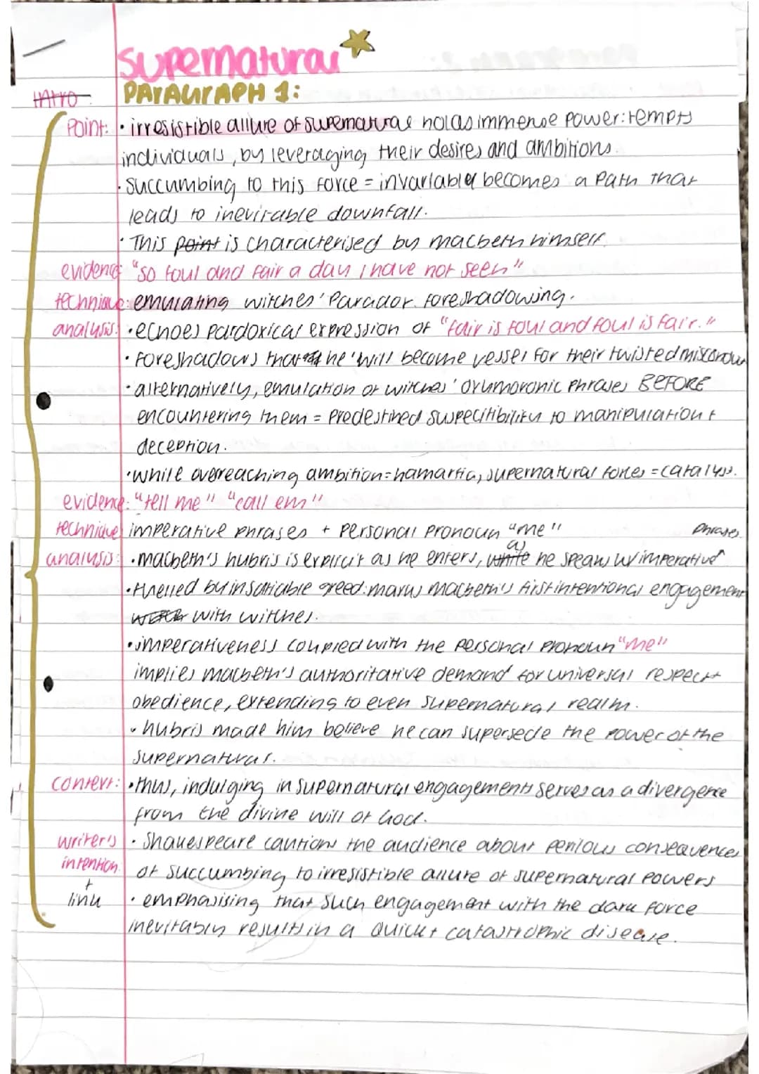 Supernatural - Macbeth essay plan