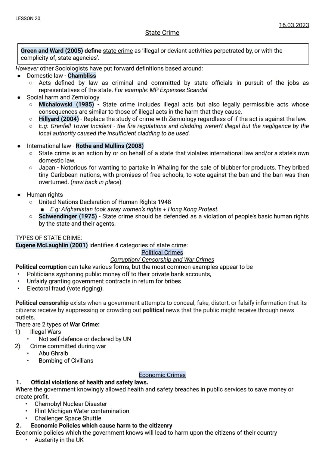 Sociology Crime and Deviance Revision - AQA Paper 3 Notes, Examples, and Quizlets