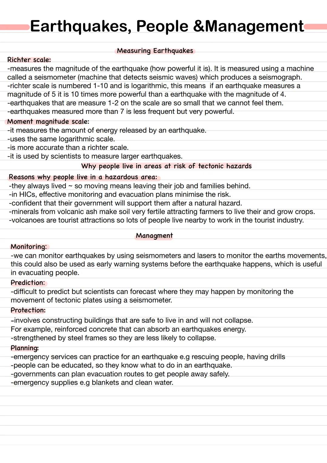 # Natural Hazards

Natural hazards:
-its a natural process which could cause death, injury or disruption to humans or destroy buildings.

Na