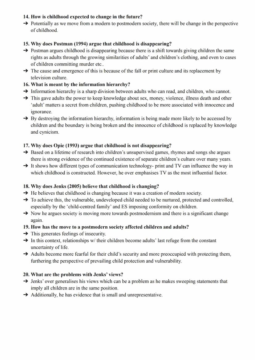 Families and households - Childhood
pgs 179-186
1. What is meant by the idea that childhood is a social construct?
→ Some sociologists see c