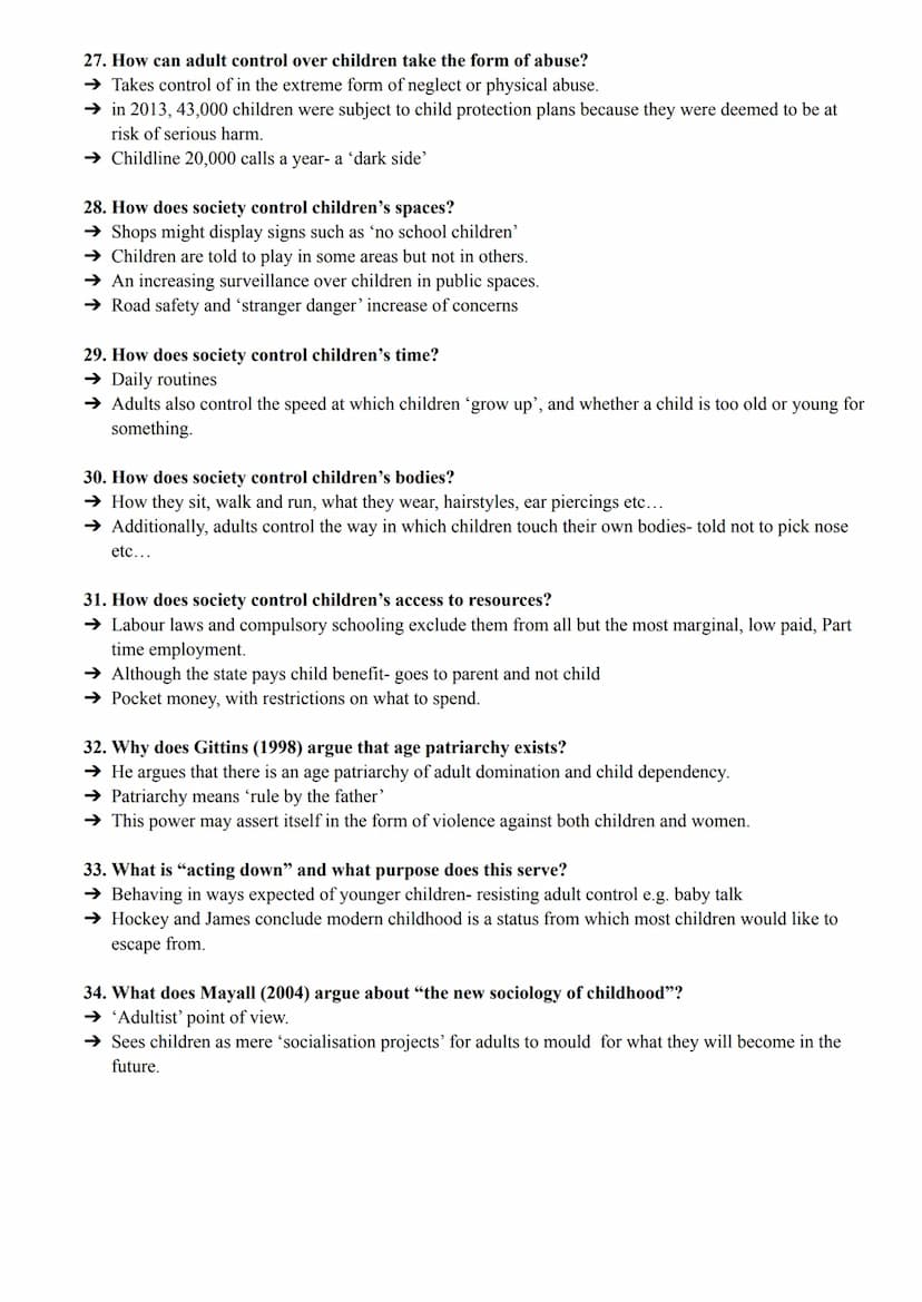 Families and households - Childhood
pgs 179-186
1. What is meant by the idea that childhood is a social construct?
→ Some sociologists see c