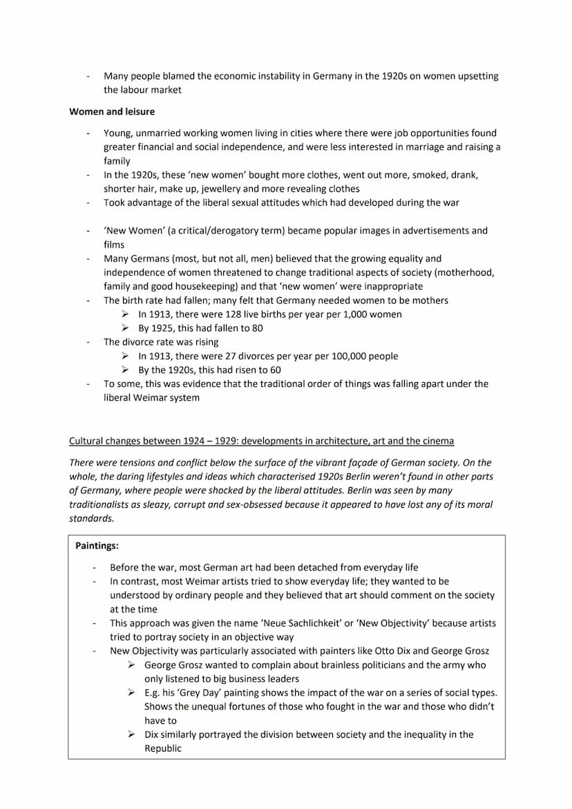 The Weimar Republic: Changes in Society 1924-29
GCSE History Revision
Changes in the standard of living
Improvements in social conditions in