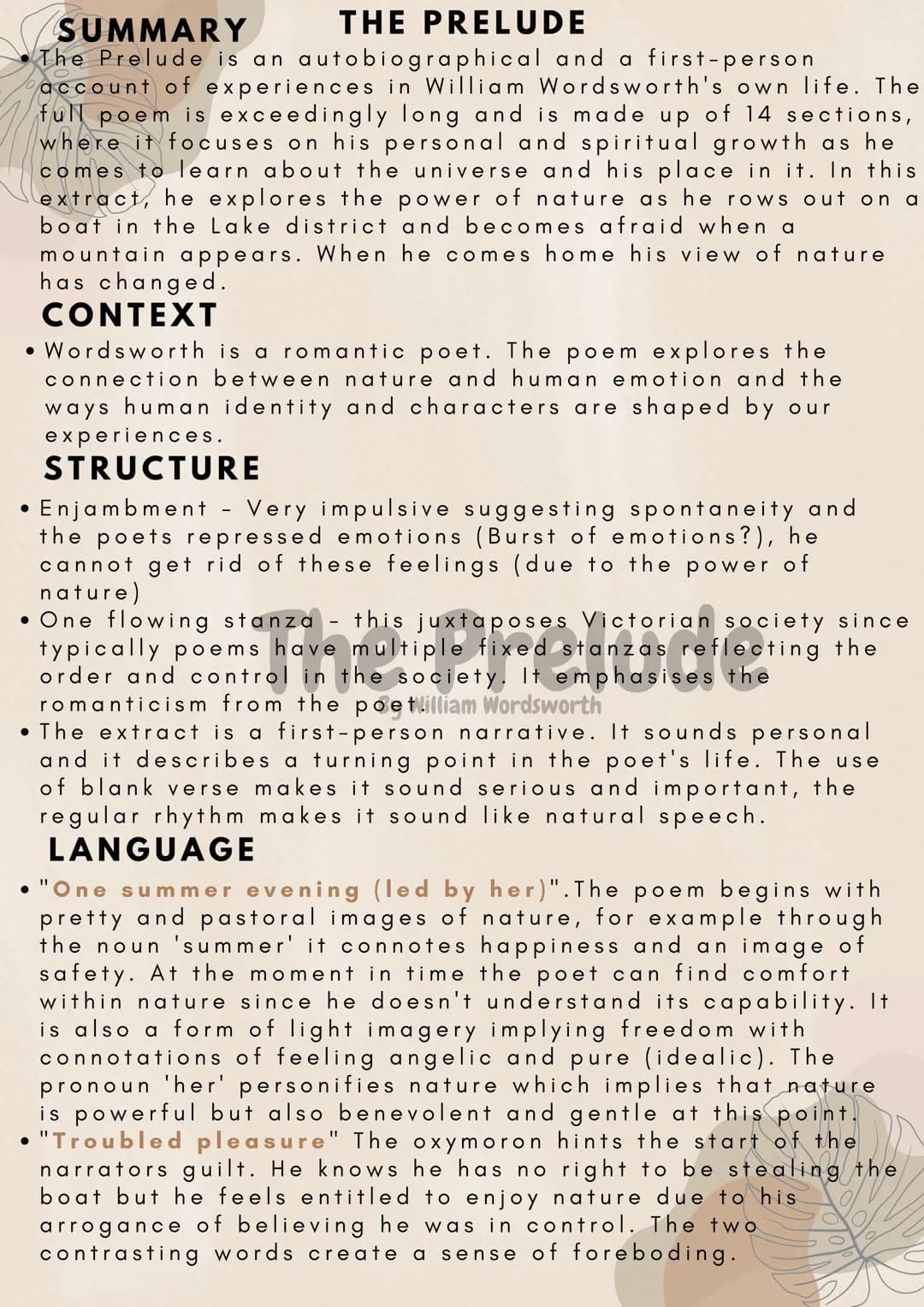 GCSE Analysis: The Prelude Poem Line by Line