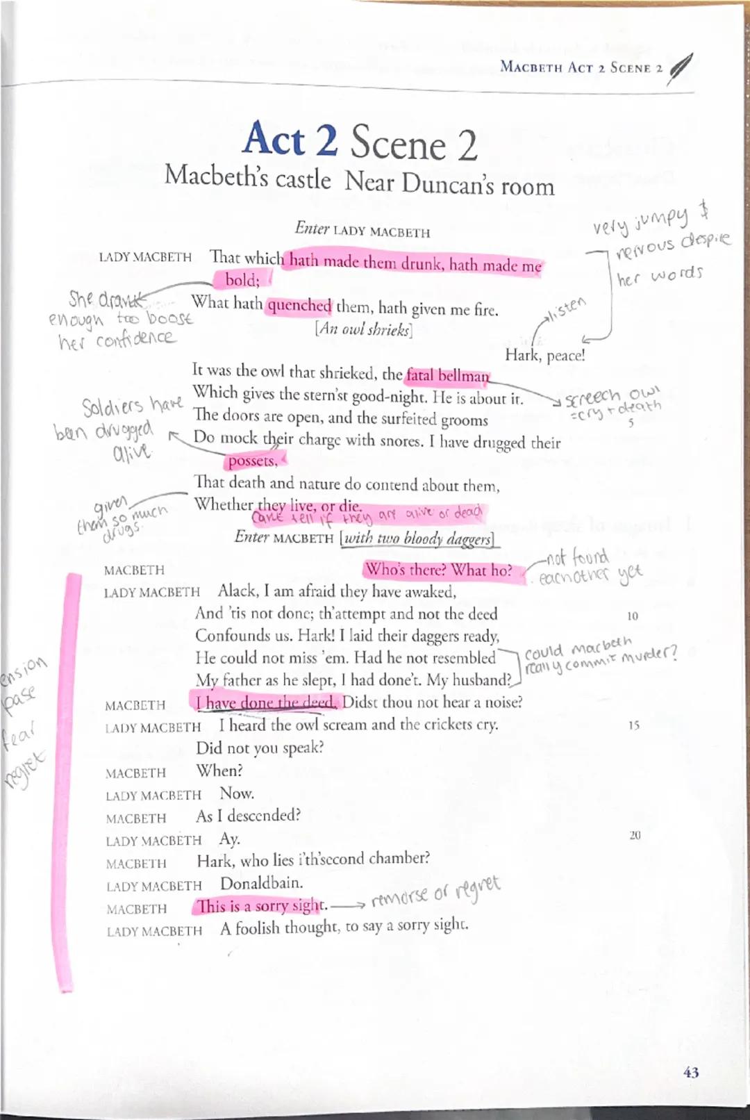MACBETH ACT 2 SCENE 2

MACBETH
is regretful
Ultimate Sin
There's one did laugh in's sleep, and one cried, "Murder!',
That they did wake each