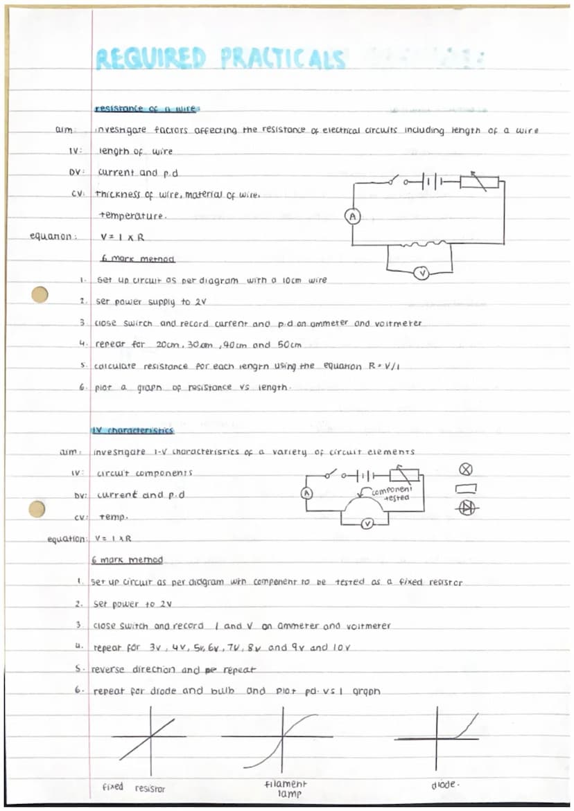 aim
REQUIRED PRACTICALS
specific heat capacity
aim determine the specific heat capacity of one or more materials.
IV material
DV
energy inpu