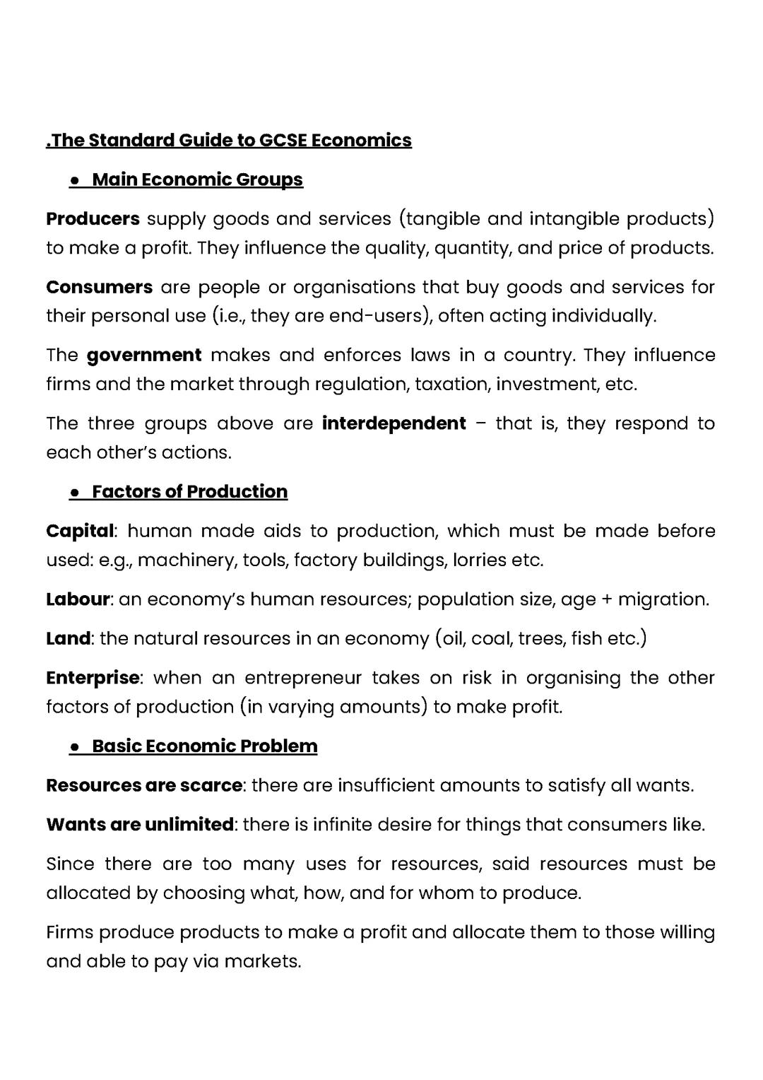 GCSE Economics Revision Guide