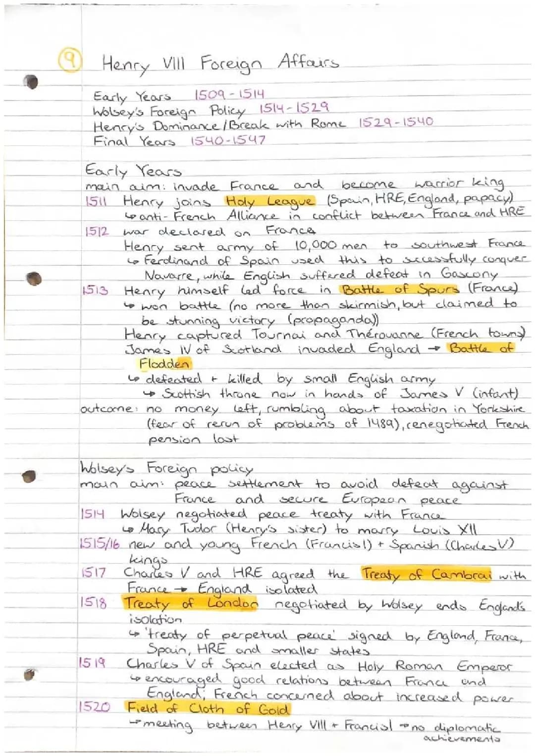 Henry VIII Foreign Policy Timeline & Quizlet: A Level History Info
