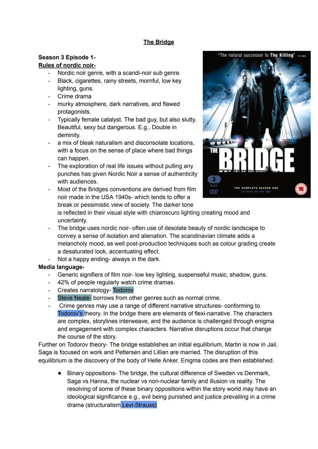 # The Bridge

'The natural successor to The Killing'

Season 3 Episode 1-
Rules of nordic noir-
- Nordic noir genre, with a scandi-noir sub 