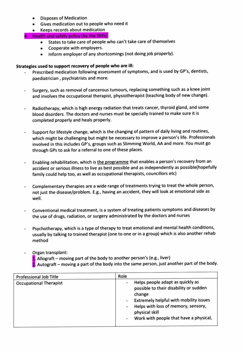 Health and Social Care - Unit 2-Working in Health and Social care
Exam style words:
Describe-How? Why? (The best professional for this role 