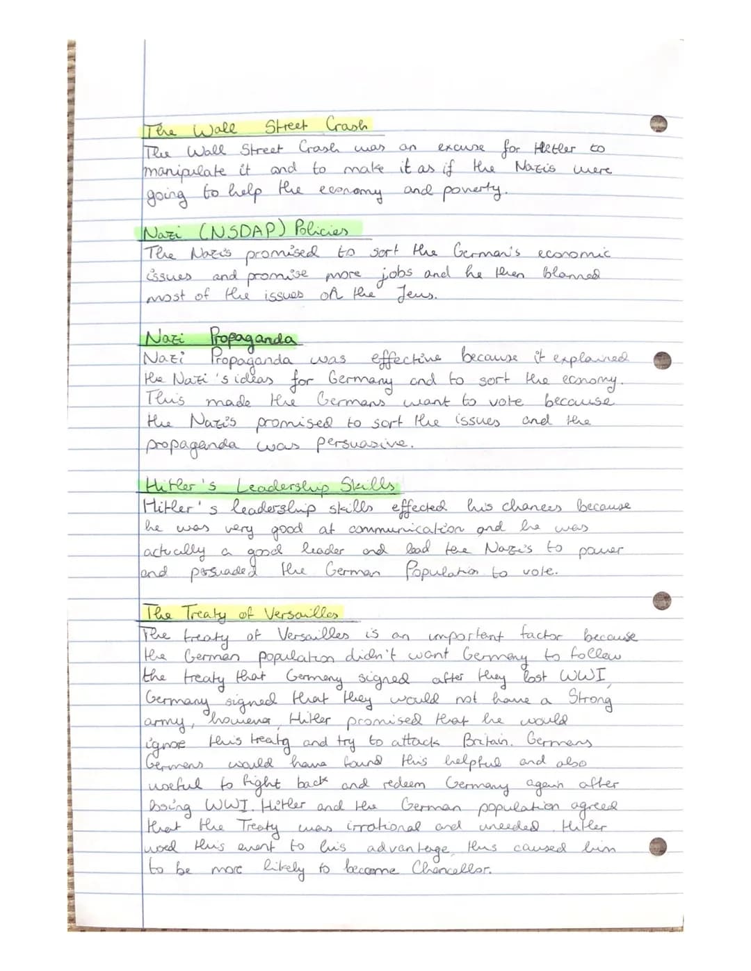 History
TASK: Explain the importance of factors in thitler's
rise to Chancellor of Germany by 1933 Colur-code
the elements to explain the im