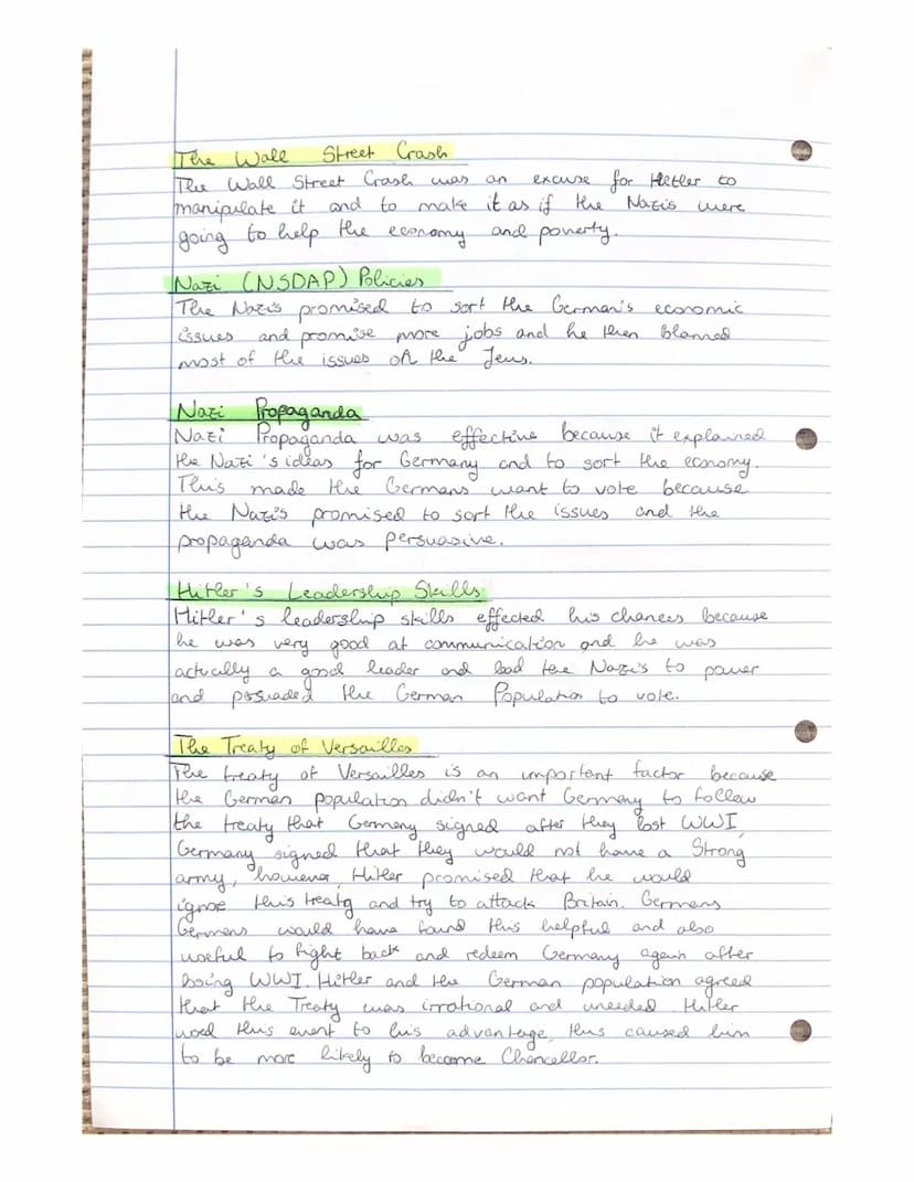 History
TASK: Explain the importance of factors in thitler's
rise to Chancellor of Germany by 1933 Colur-code
the elements to explain the im