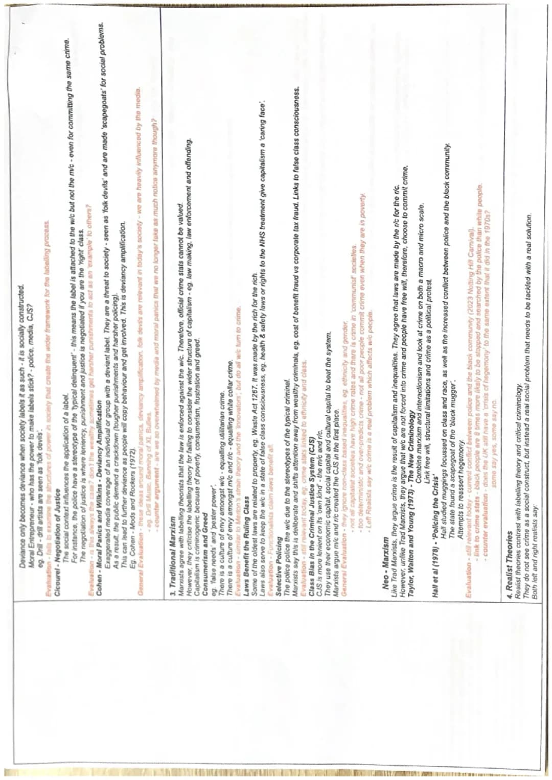 Crime and Deviance - Thematic Revision Doc
Crime, deviance, social order and social
control:
1. Functionalist Theory, Strain Theory
Subcultu
