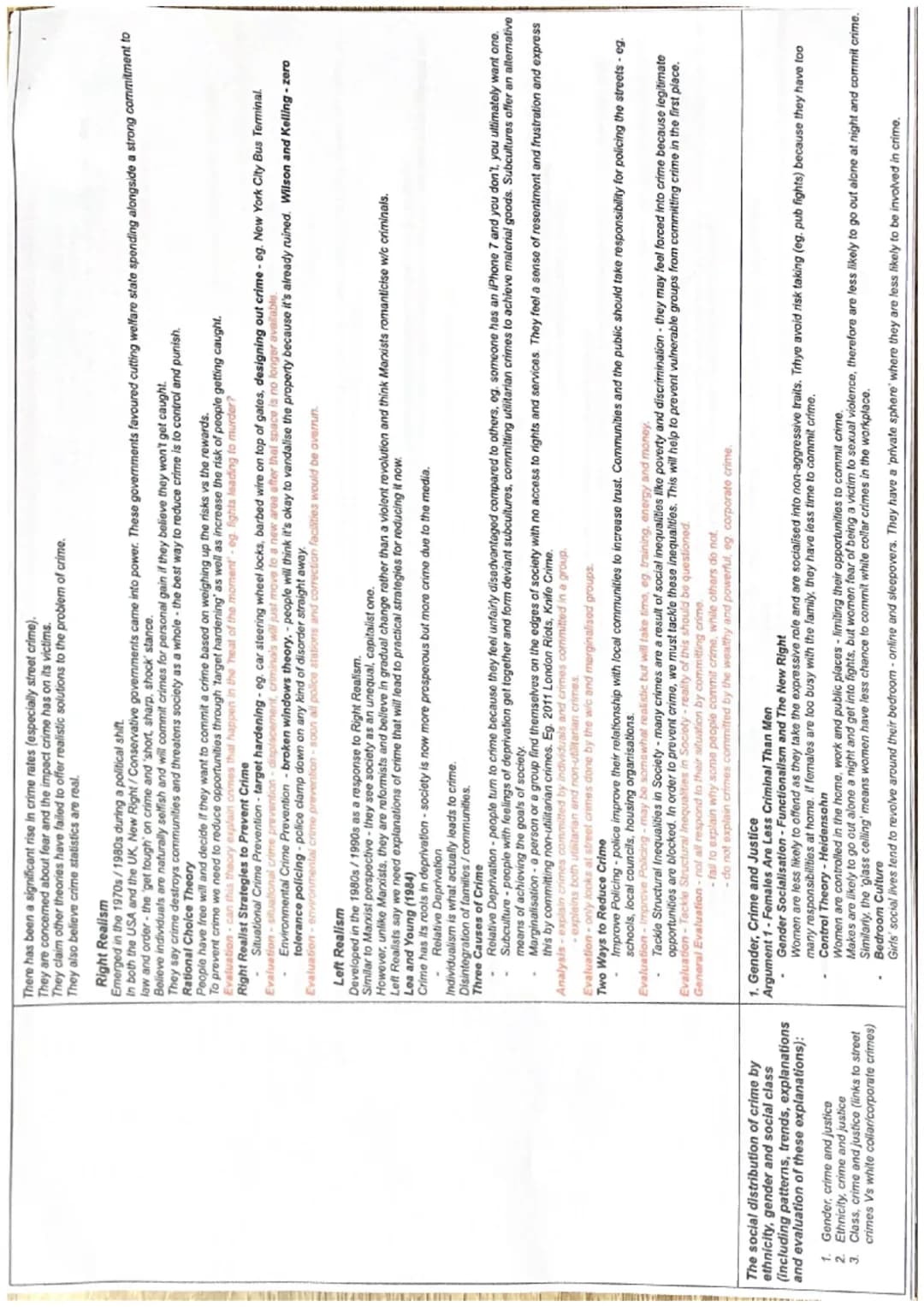 Crime and Deviance - Thematic Revision Doc
Crime, deviance, social order and social
control:
1. Functionalist Theory, Strain Theory
Subcultu