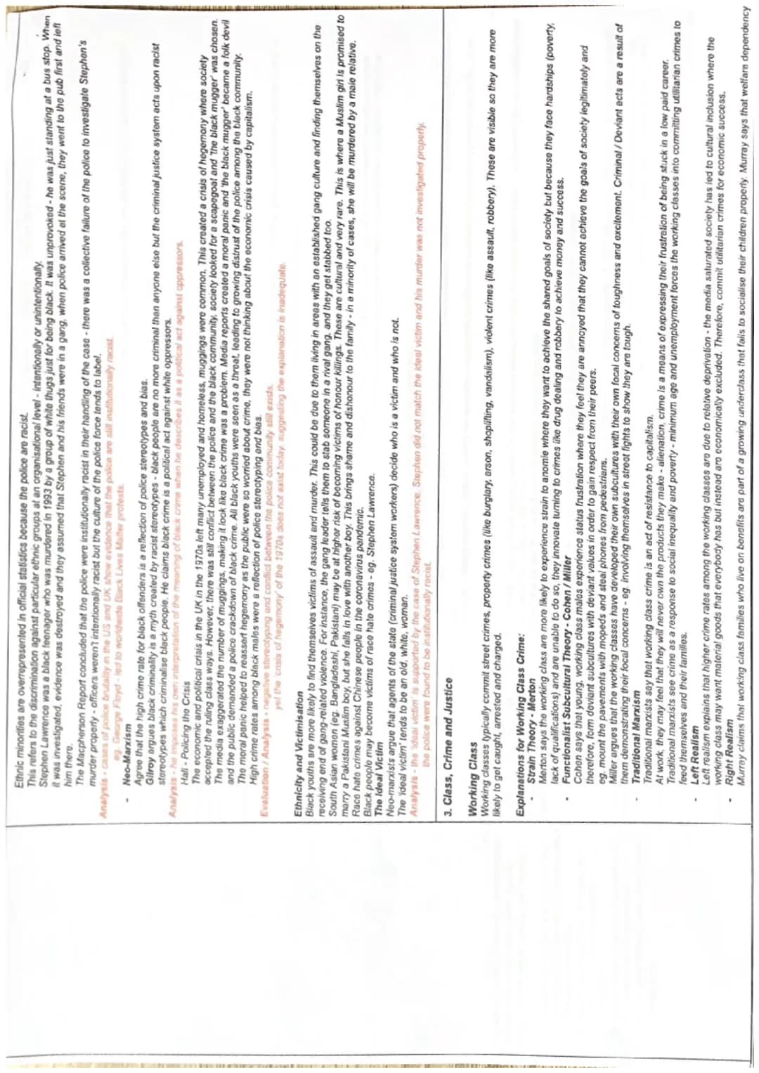 Crime and Deviance - Thematic Revision Doc
Crime, deviance, social order and social
control:
1. Functionalist Theory, Strain Theory
Subcultu